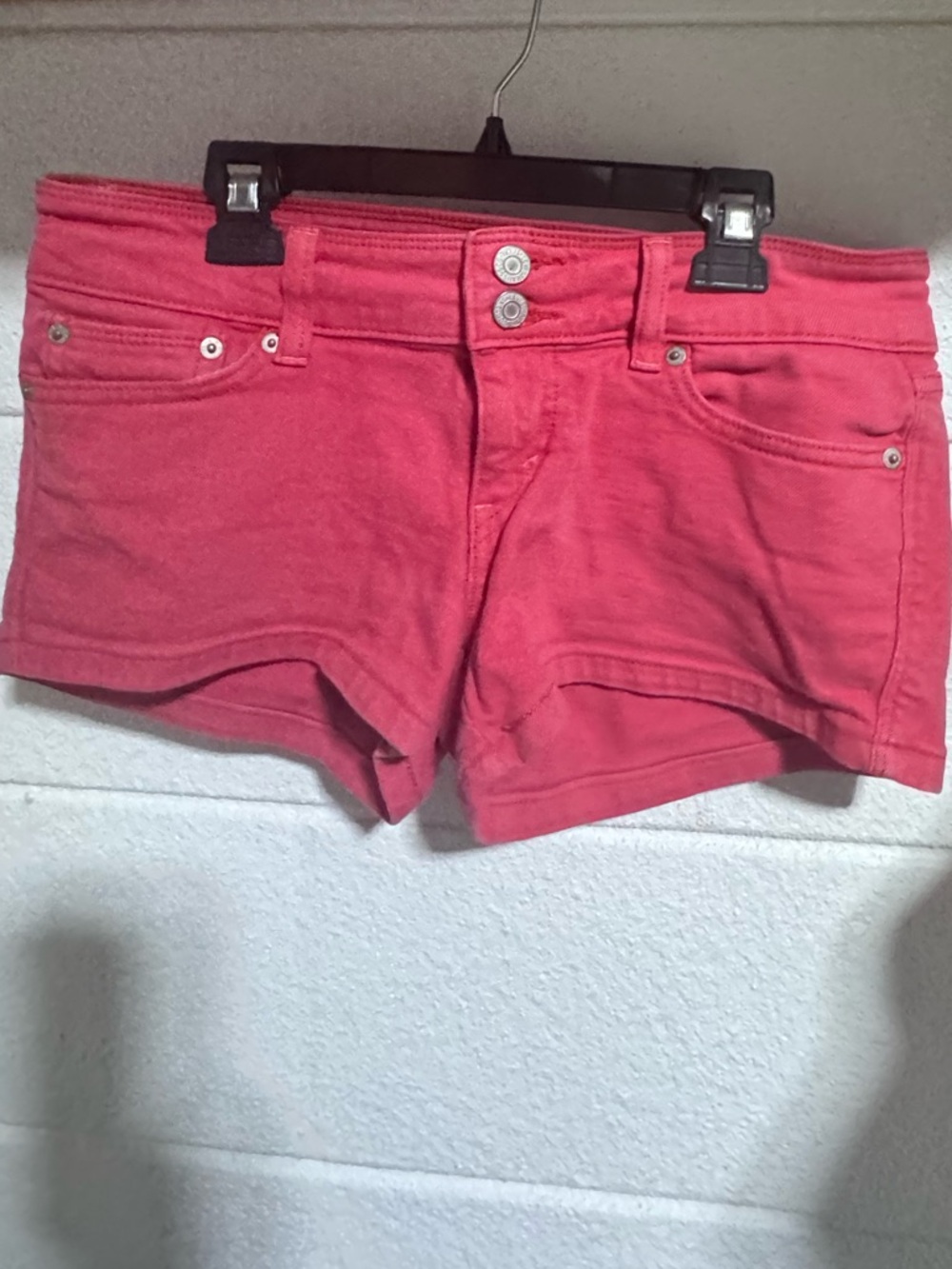 Women's Red Denim Short Shorts - Casual Low-Rise Cut